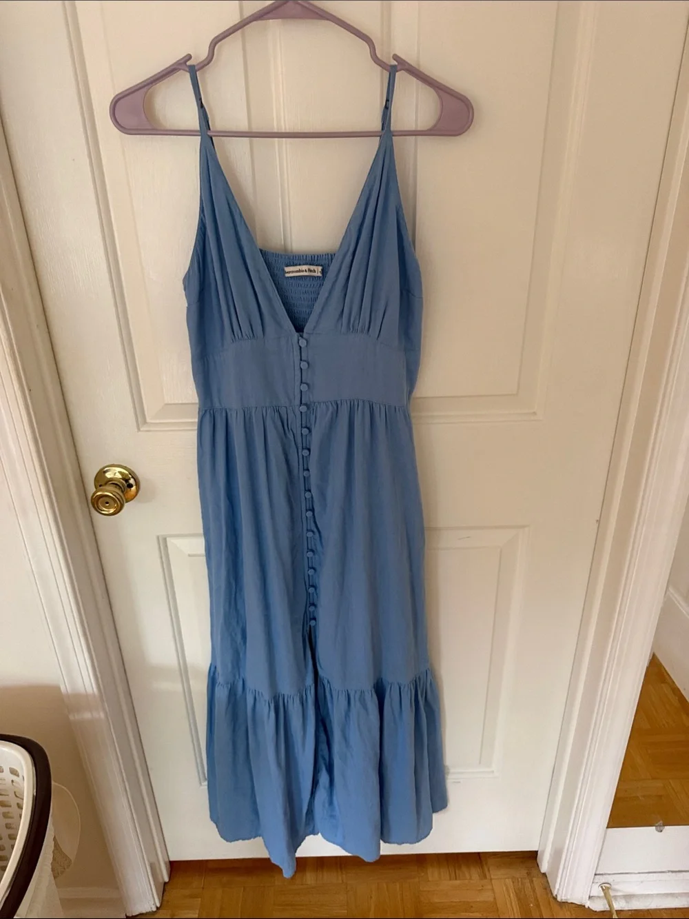 Abercrombie and fitch Light Blue Button-Front Spaghetti Strap Maxi Dress size m
